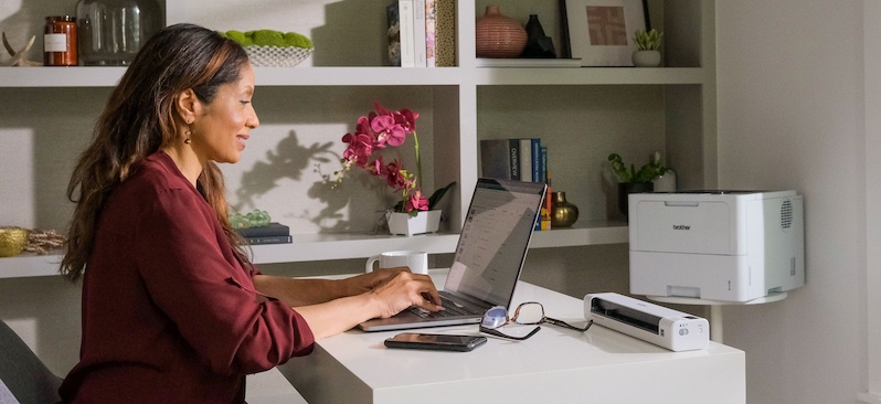 Woman working at home